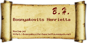Bosnyakovits Henrietta névjegykártya